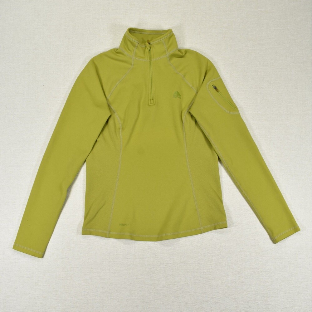 Vintage Nike ACG Womens Small 1/4 Zip Pullover Lime Green Technical Fleece